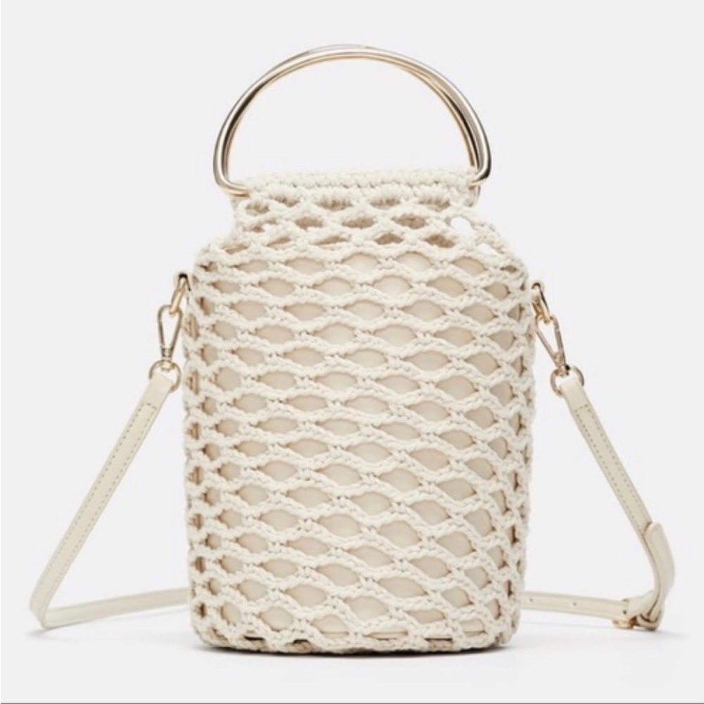 Zara Crochet Shopper Bucket Bag. NWOT